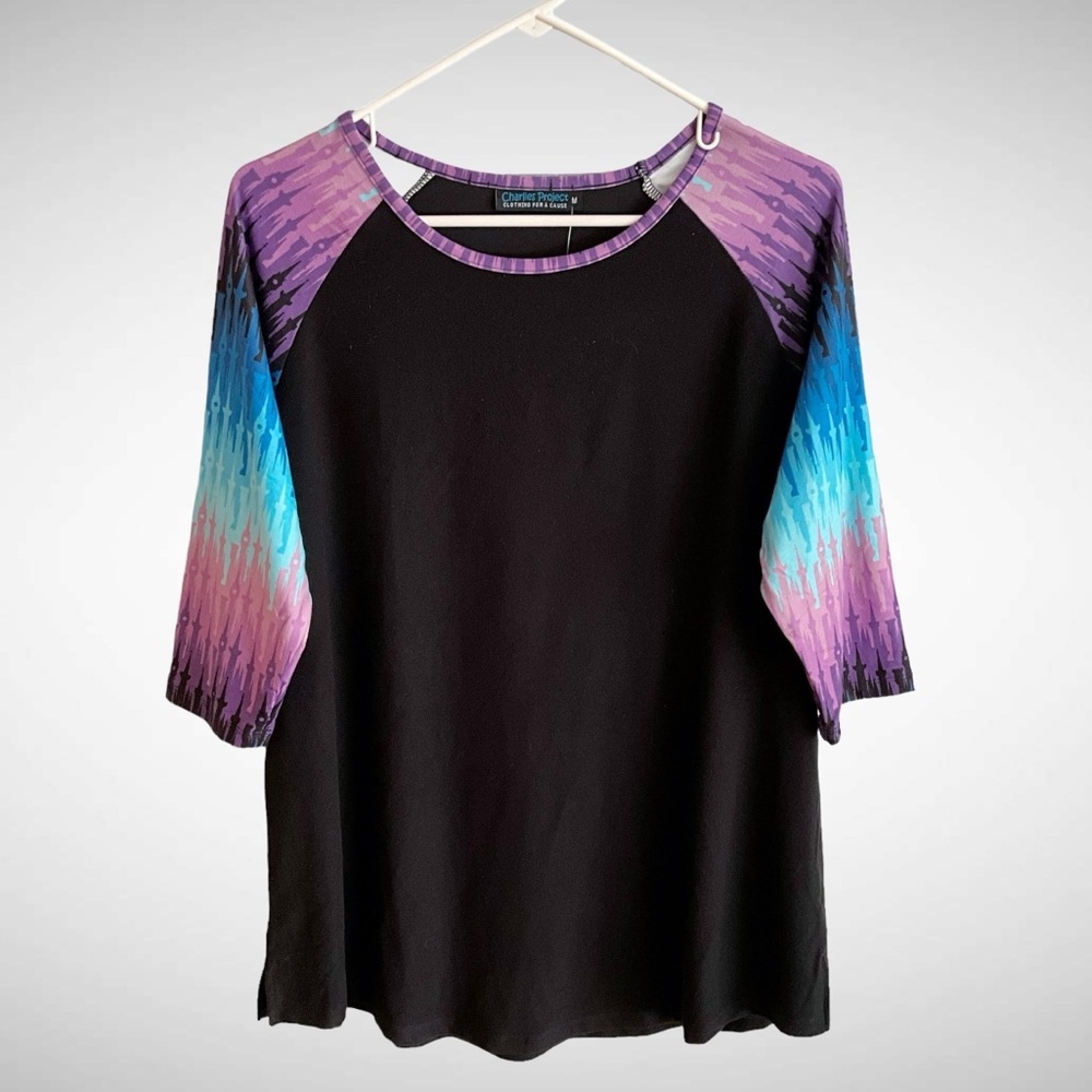 NWT Charlie’s Project Rainbow-Sleeve Pullover Top